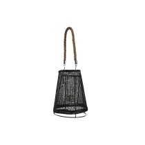 Kerzenschale Home ESPRIT Schwarz natürlich Kristall Schnur 19 x 19 x 22 cm (2 Stück)