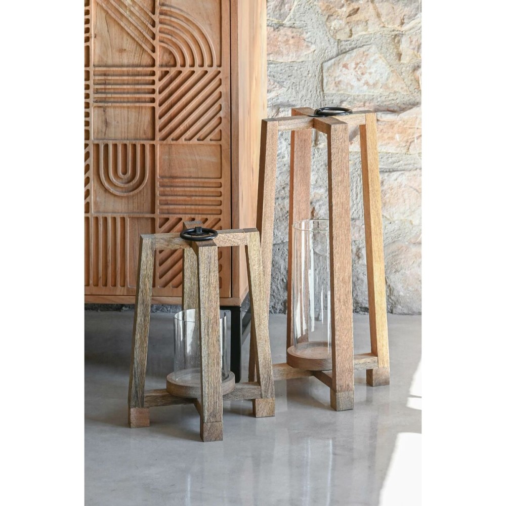 Kerzenschale Home ESPRIT Braun natürlich Kristall Mango-Holz 27 x 27 x 54 cm