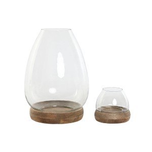 Kerzenschale Home ESPRIT Braun natürlich Kristall Mango-Holz 30 x 30 x 40 cm (2 Stück)