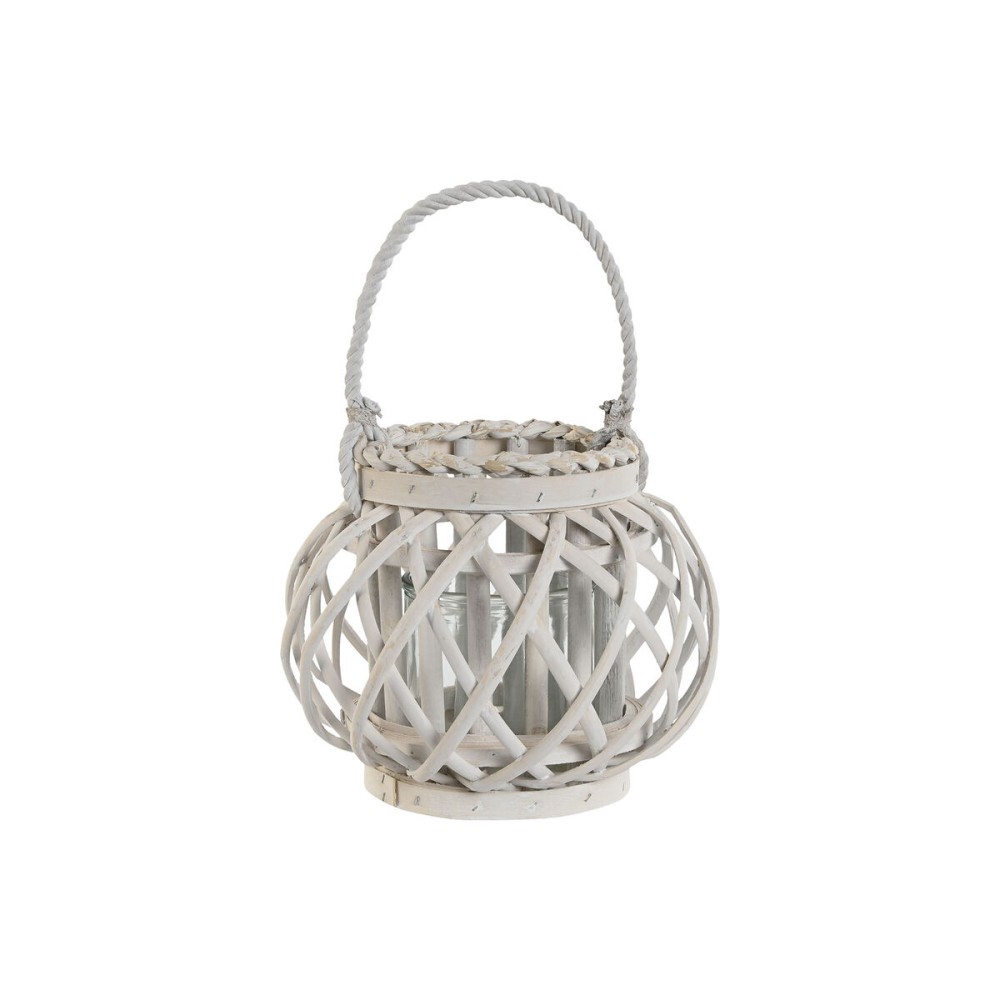 Kerzenschale Home ESPRIT Weiß korb Kristall 23 x 23 x 18 cm