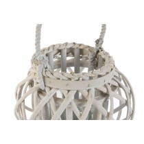 Candleholder Home ESPRIT White wicker Crystal 23 x 23 x 18 cm