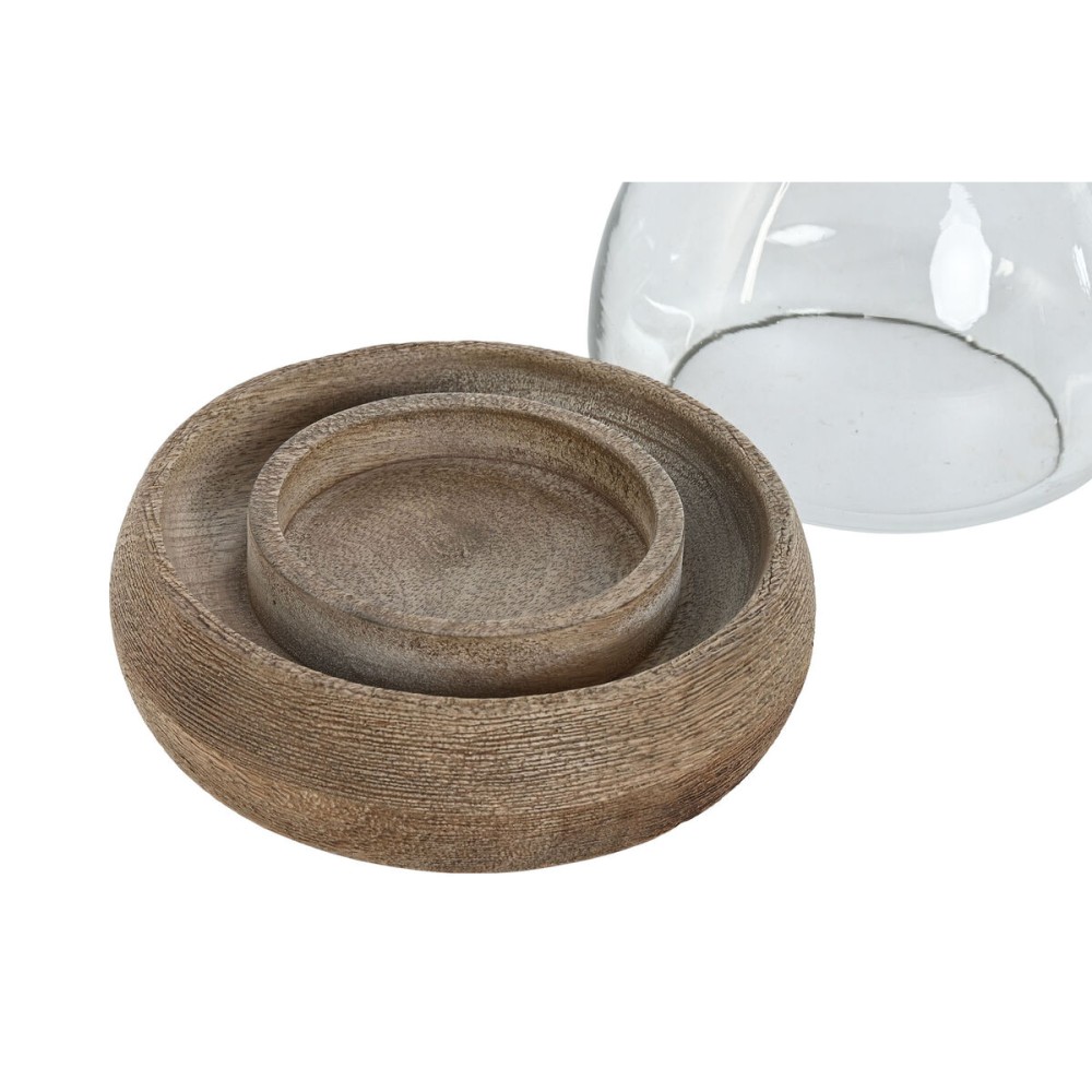 Bougeoir Home ESPRIT Marron Naturel Verre Bois de manguier 30 x 30 x 40 cm (2 Unités)