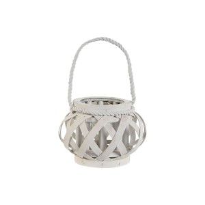Bougeoir Home ESPRIT Blanc Bois Verre 18 x 18 x 13 cm