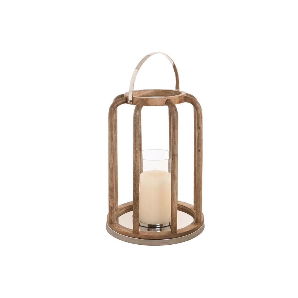 Kerzenschale Home ESPRIT Braun Silberfarben natürlich Kristall Mango-Holz 30 x 30 x 42 cm