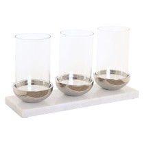 Kerzenschale Home ESPRIT Weiß Silberfarben Kristall Marmor 40 x 13 x 22 cm