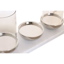 Kerzenschale Home ESPRIT Weiß Silberfarben Kristall Marmor 40 x 13 x 22 cm