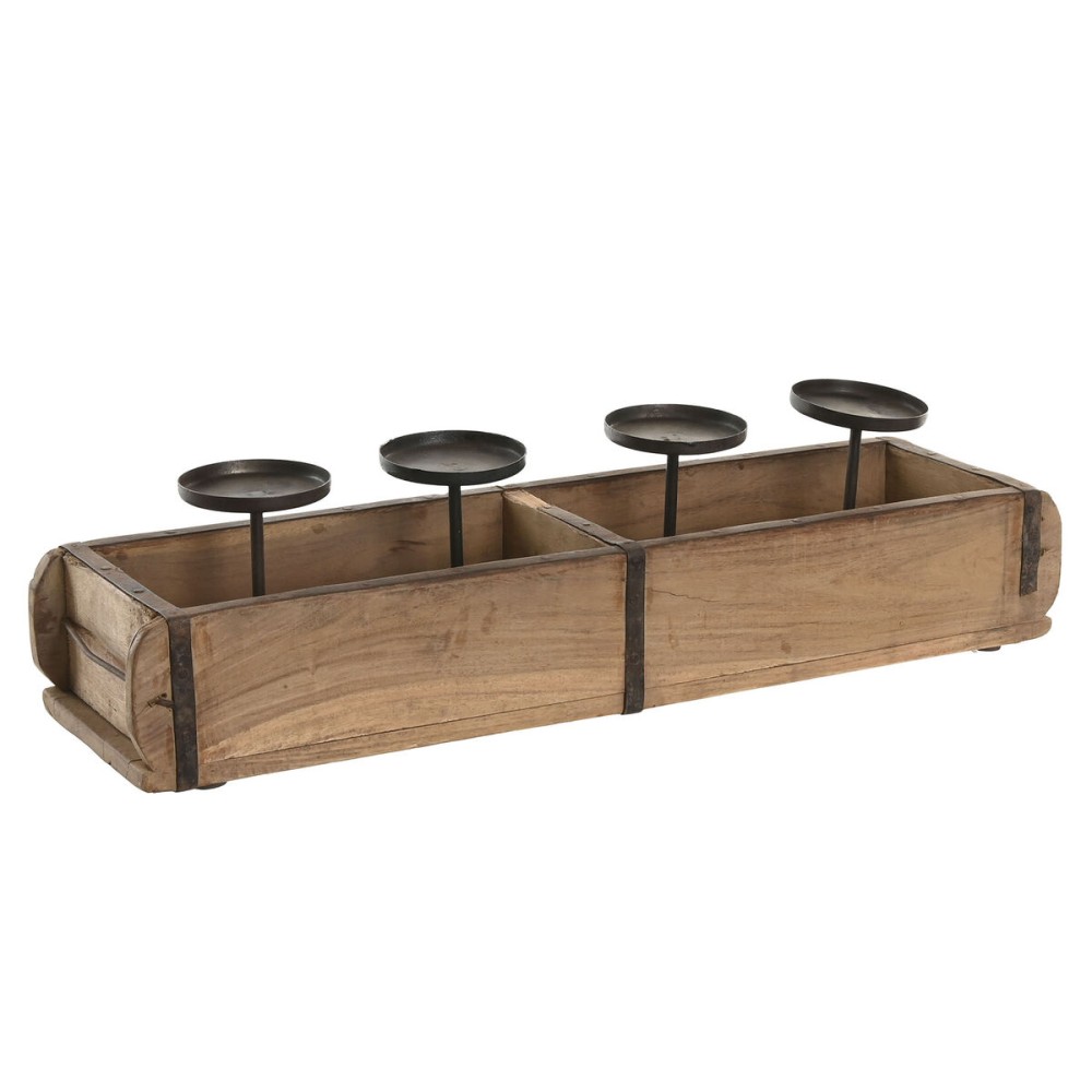Kerzenschale Home ESPRIT natürlich Eisen Teakholz 60 x 15 x 14 cm