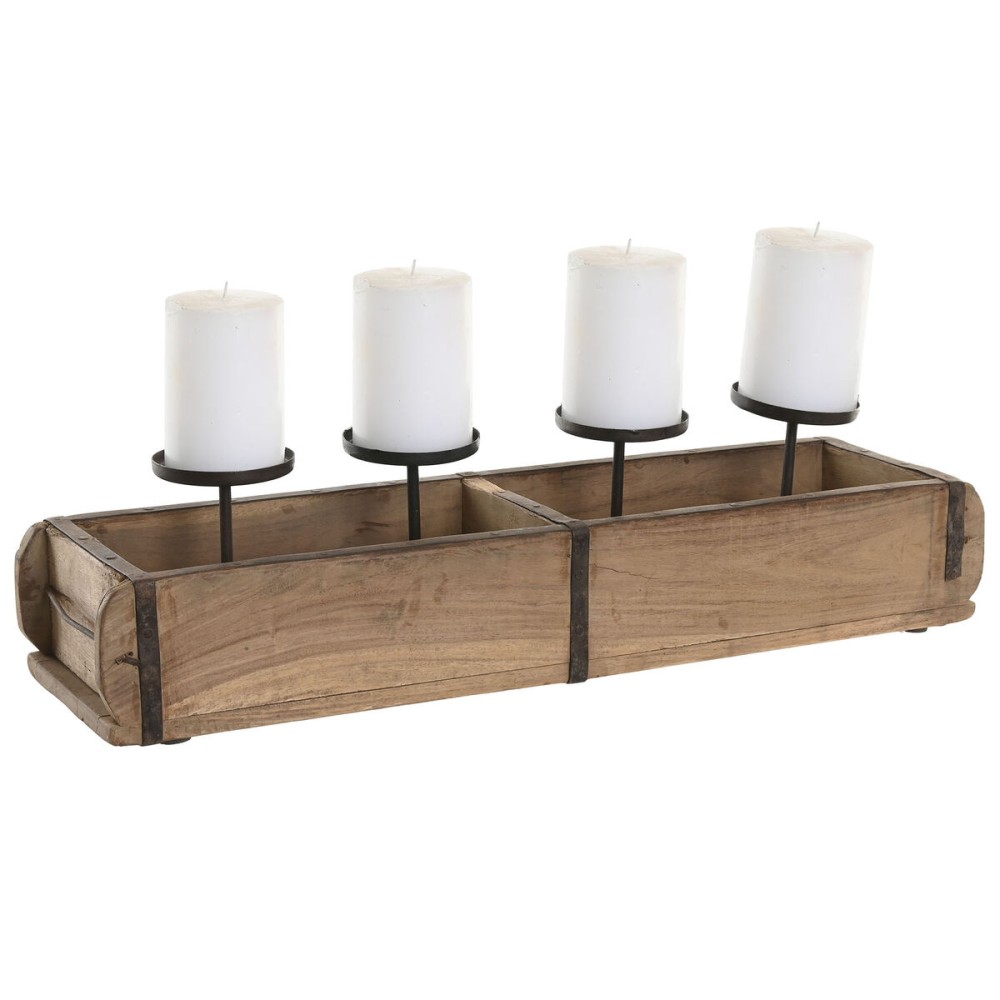 Kerzenschale Home ESPRIT natürlich Eisen Teakholz 60 x 15 x 14 cm