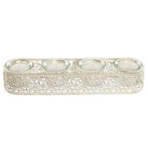 Kerzenschale Home ESPRIT Creme Metall Kristall 31 x 7 x 5 cm