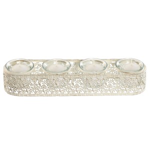 Bougeoir Home ESPRIT Crème Métal Verre 31 x 7 x 5 cm