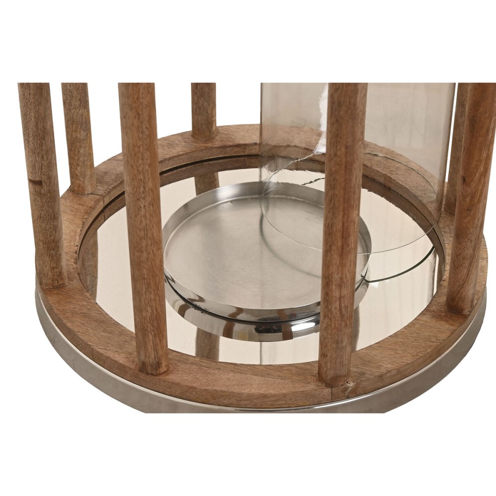 Kerzenschale Home ESPRIT Braun Silberfarben Kristall Mango-Holz 30 x 30 x 53 cm