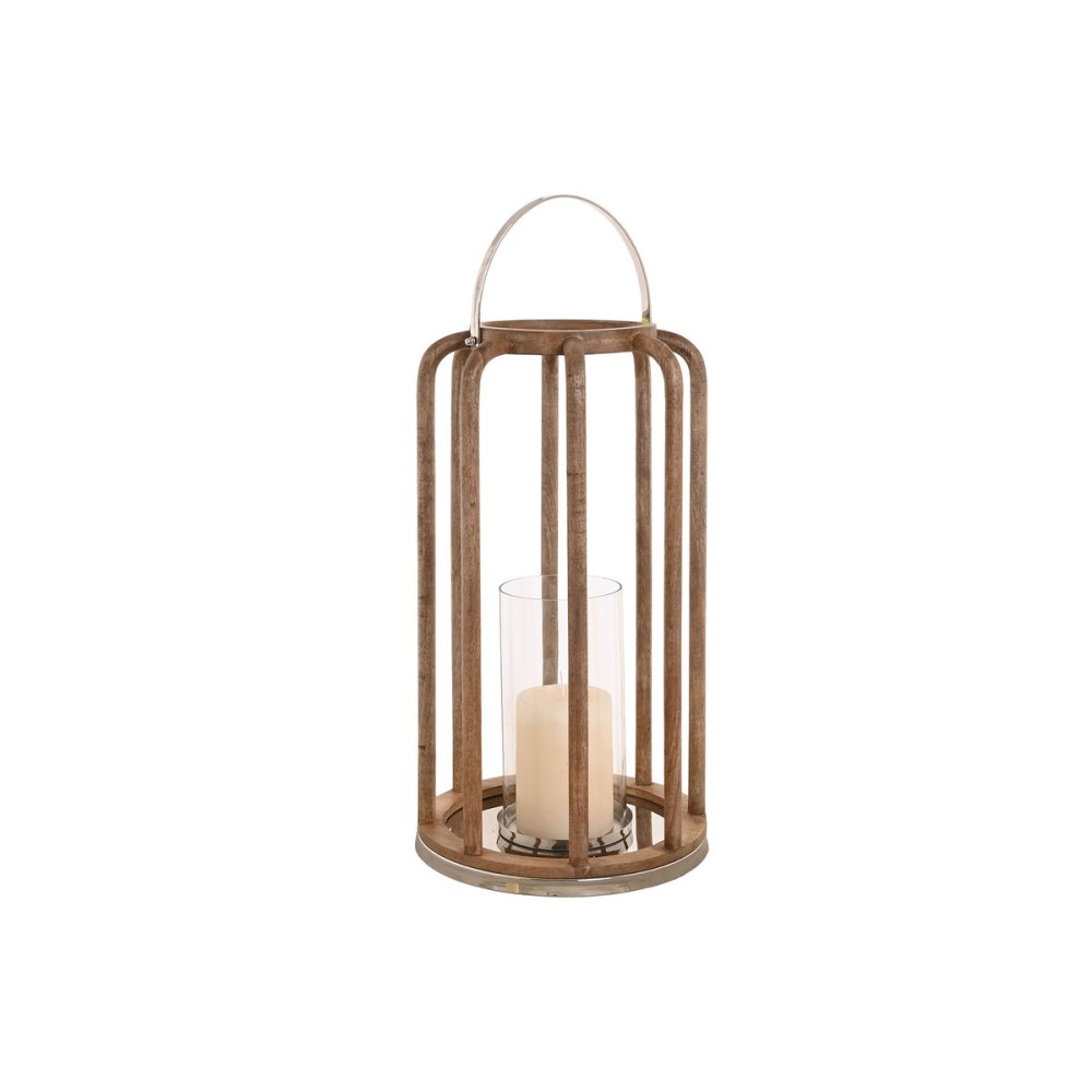 Kerzenschale Home ESPRIT Braun Silberfarben Kristall Mango-Holz 30 x 30 x 53 cm