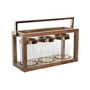 Kerzenschale Home ESPRIT Braun Stahl Mango-Holz 51 x 19 x 33 cm