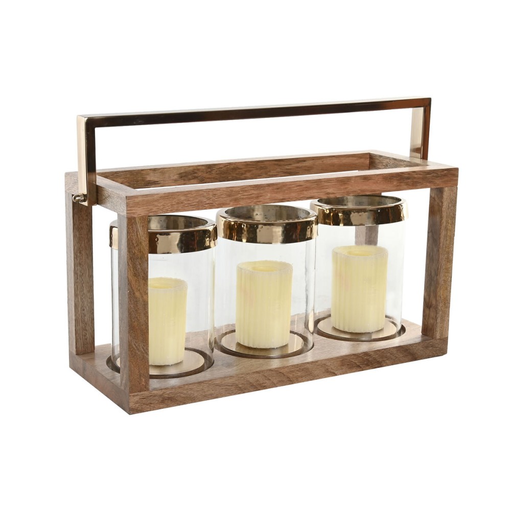 Kerzenschale Home ESPRIT Braun Stahl Mango-Holz 51 x 19 x 33 cm