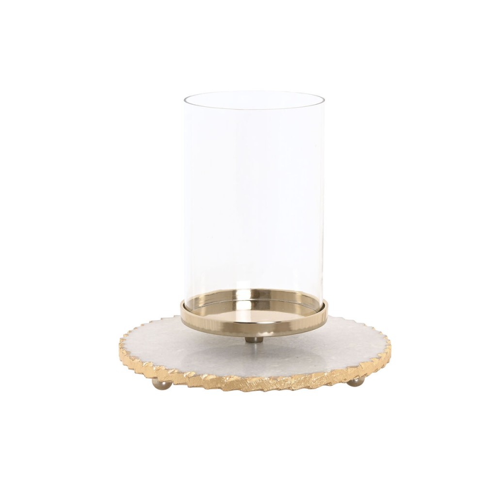 Kerzenschale Home ESPRIT Weiß Gold Kristall Marmor 25 x 25 x 27 cm