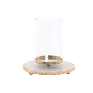 Kerzenschale Home ESPRIT Weiß Gold Kristall Marmor 25 x 25 x 27 cm