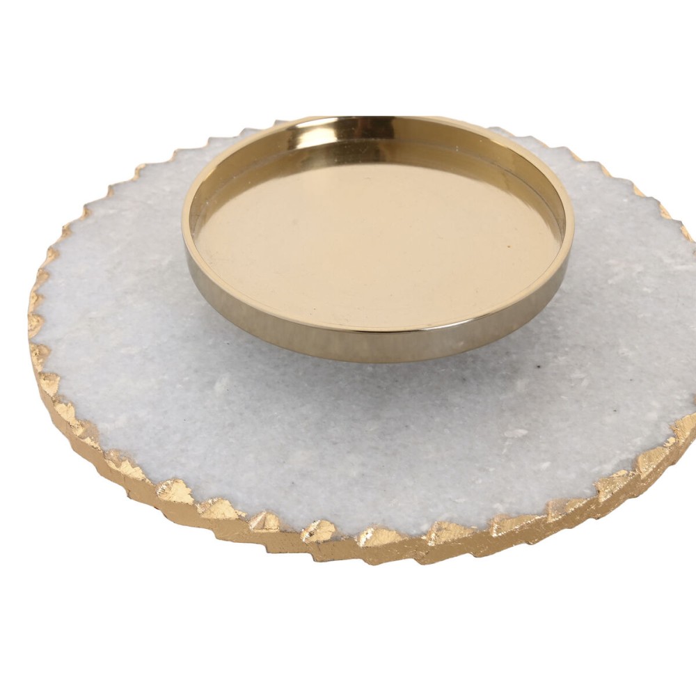 Kerzenschale Home ESPRIT Weiß Gold Kristall Marmor 25 x 25 x 27 cm