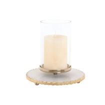 Kerzenschale Home ESPRIT Weiß Gold Kristall Marmor 25 x 25 x 27 cm