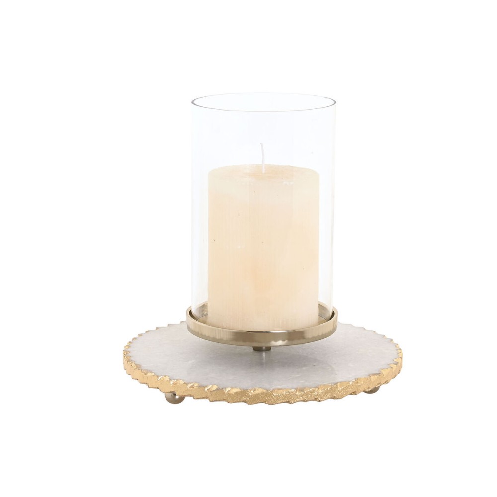 Kerzenschale Home ESPRIT Weiß Gold Kristall Marmor 25 x 25 x 27 cm