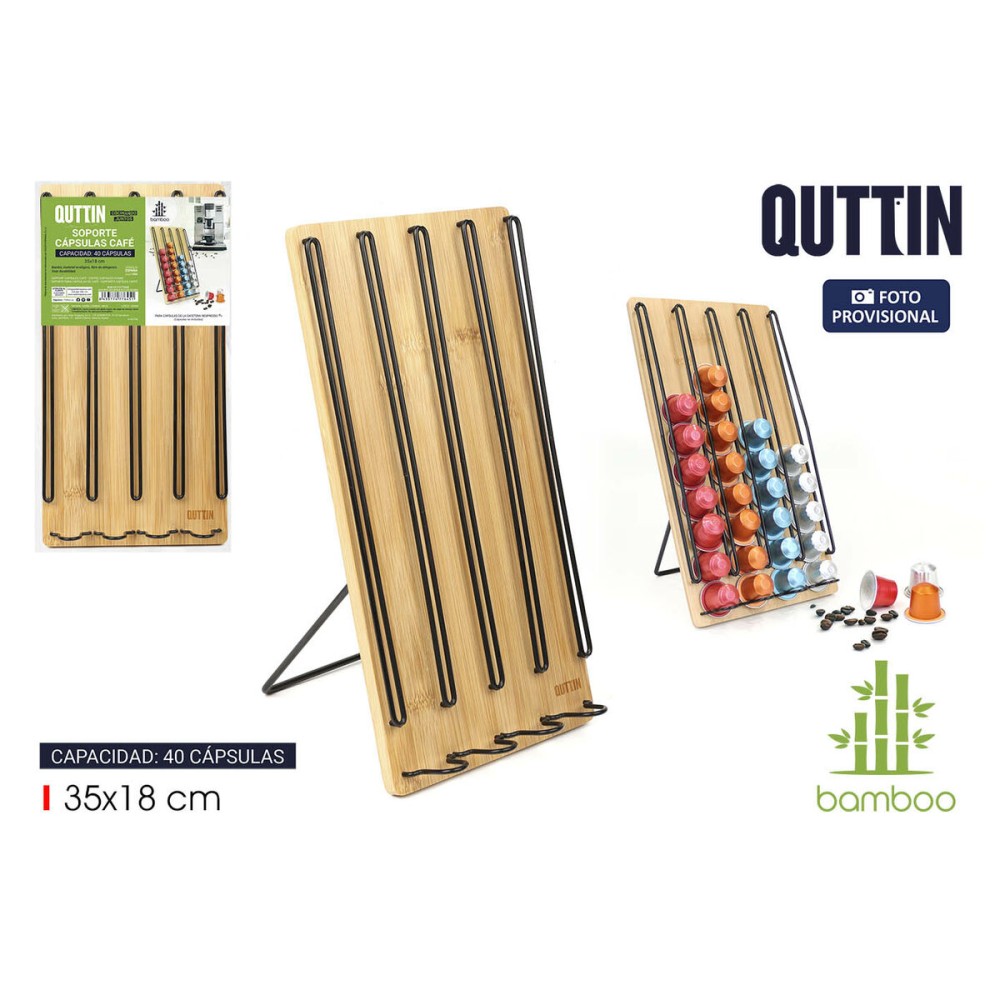 Organizer für Kaffeekapseln Quttin Bambus 35 x 18 x 4 cm 40 Kaffeekapseln (6 Stück)