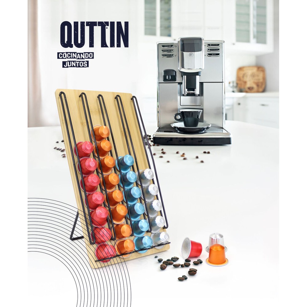 Organizer für Kaffeekapseln Quttin Bambus 35 x 18 x 4 cm 40 Kaffeekapseln (6 Stück)