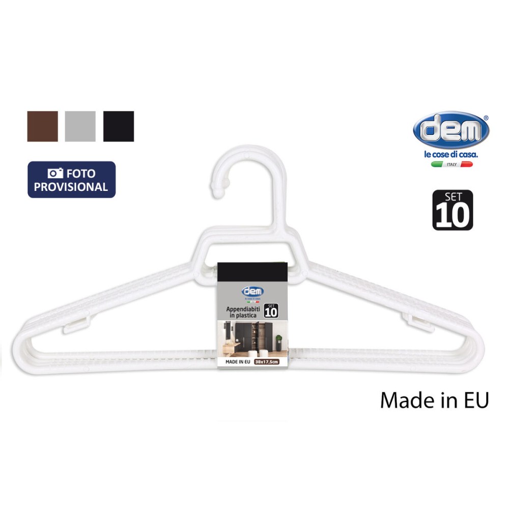 Jeu de porte-manteaux Dem Colores Plastique 38 x 17,5 x 0,5 cm 10 Pièces (12 Unités)