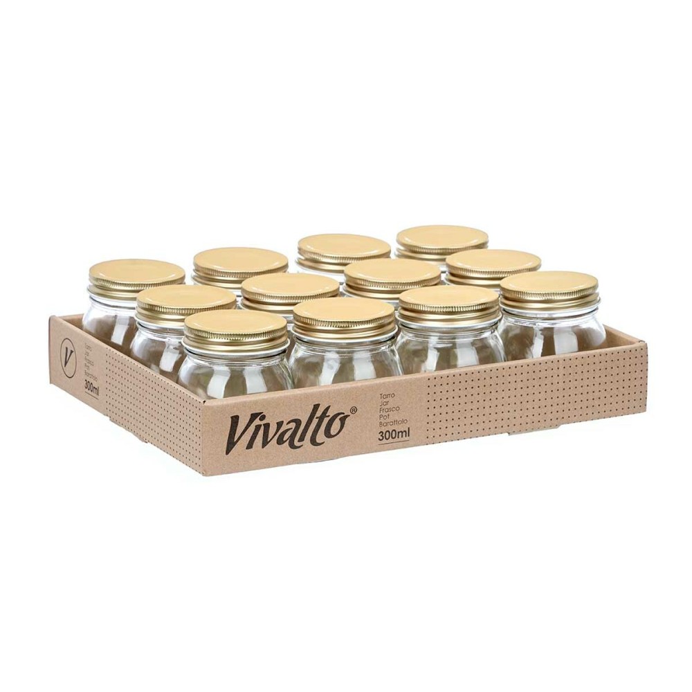 Jar Vivalto CWDH04-12PK Transparent Golden 300 ml (12 Units)