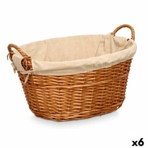 Panier Kipit HX31039 Naturel Polyester osier Tissu 50 % coton (6 Unités)