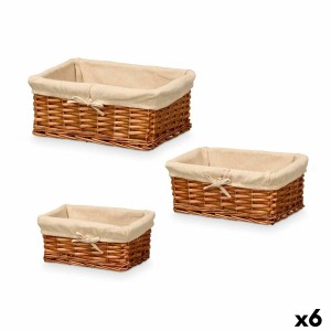 Lot de paniers Kipit HX31033S/3 Polyester osier 50 % coton 39 x 16,5 x 29 cm 3 Pièces