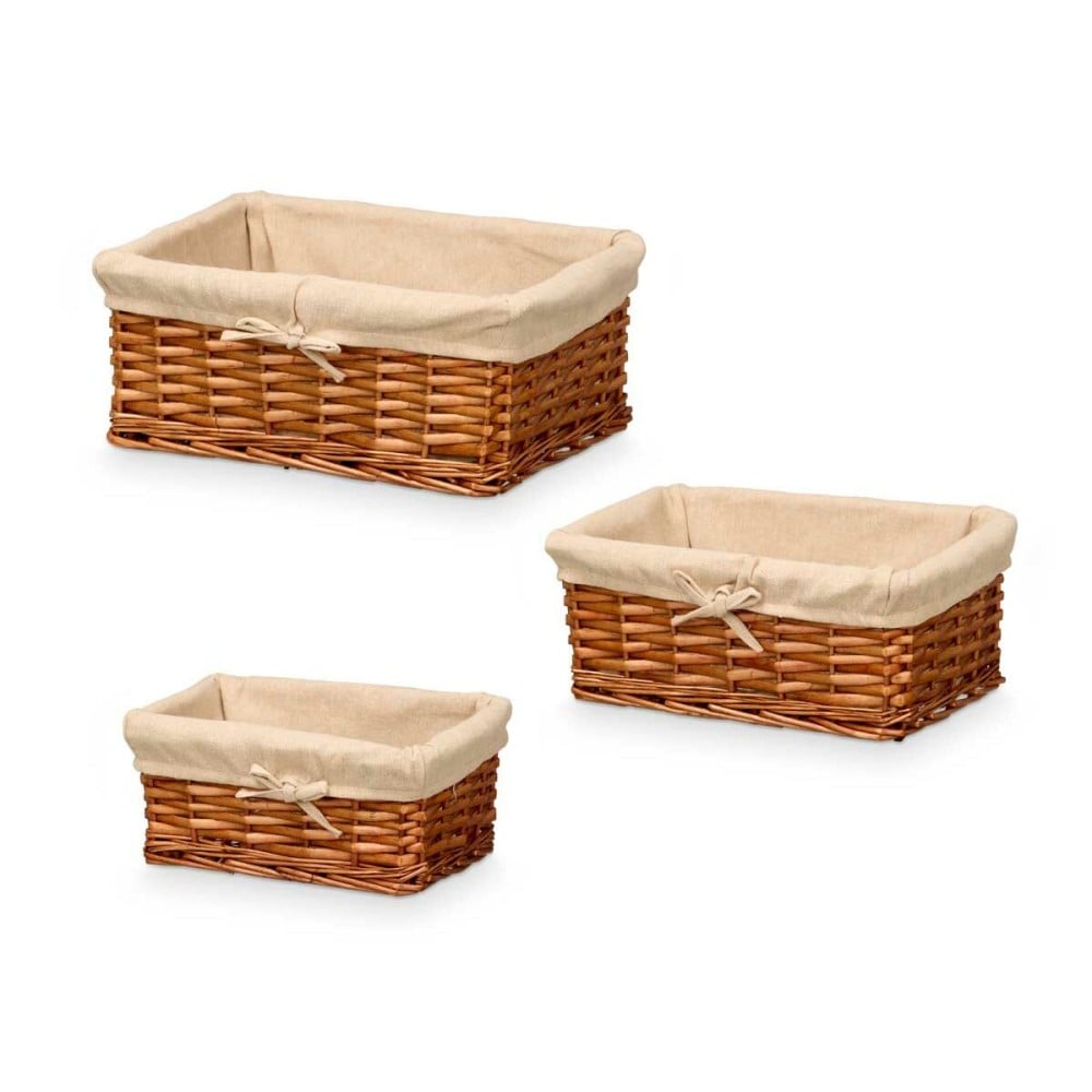 Set of Baskets Kipit HX31033S/3 Polyester wicker 50 % cotton 39 x 16,5 x 29 cm 3 Pieces