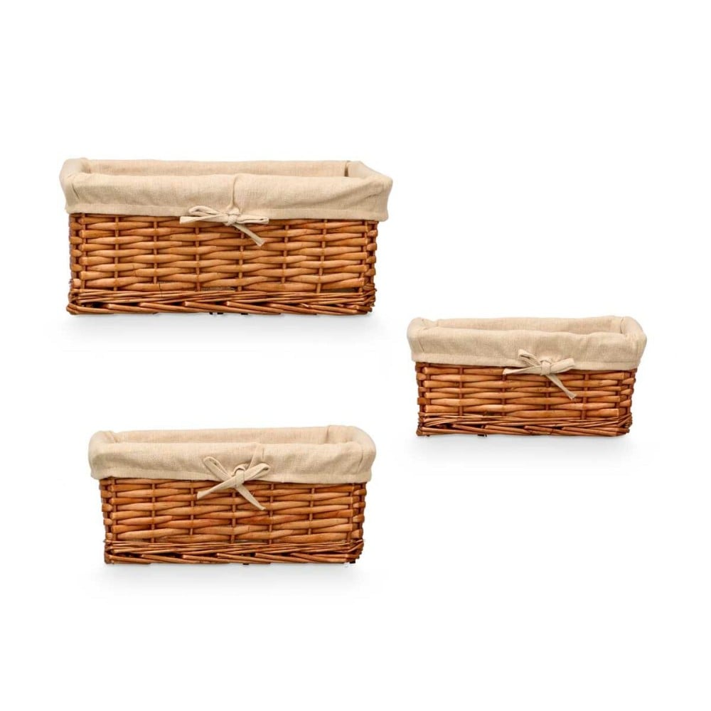 Set of Baskets Kipit HX31033S/3 Polyester wicker 50 % cotton 39 x 16,5 x 29 cm 3 Pieces
