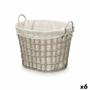 Korb Kipit HX30562 Grau Polyester Stoff Polypropylen Eisen Kunststoff 50 % Baumwolle (6 Stück)