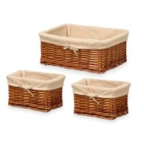 Set of Baskets Kipit HX31449S/3 Polyester wicker Cloth 50 % cotton 39 x 16 x 30 cm 3 Pieces