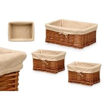 Set of Baskets Kipit HX31449S/3 Polyester wicker Cloth 50 % cotton 39 x 16 x 30 cm 3 Pieces