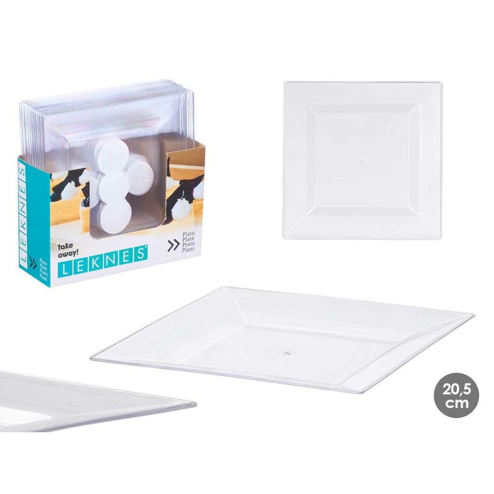 Geschirr-Set Leknes CK80668-2-T Durchsichtig polystyrol Kunststoff 20,3 x 1,5 x 20,3 cm (24 Stück)