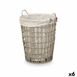 Korb Kipit HX30550 Grau Polyester Stoff Polypropylen Eisen Kunststoff 50 % Baumwolle (6 Stück)