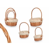 Set of Baskets Kipit HX31275S/3 Polyester wicker Cloth 50 % cotton 34 x 39,5 x 30 cm 34 x 40 x 30 cm 3 Pieces