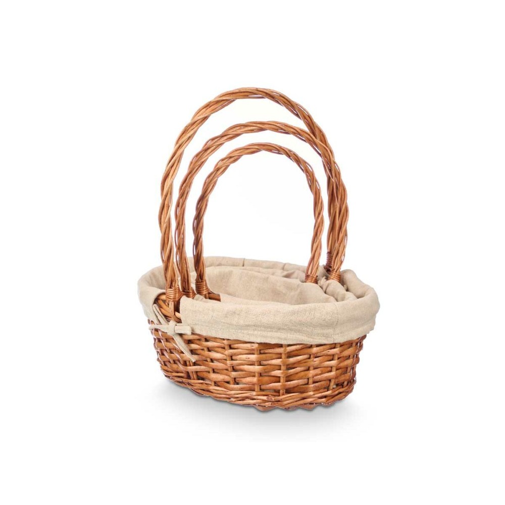 Set of Baskets Kipit HX31275S/3 Polyester wicker Cloth 50 % cotton 34 x 39,5 x 30 cm 34 x 40 x 30 cm 3 Pieces