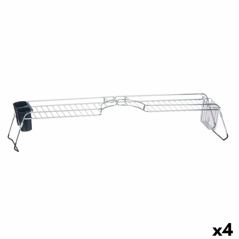 Ausziehbarer Geschirrabtropfständer Kinvara W3422A-1 Schwarz Silberfarben Metall Polypropylen 44 x 11 x 16 cm (4 Stück)