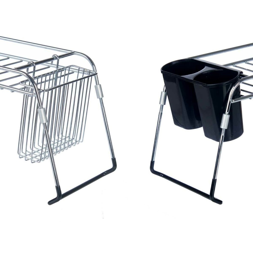 Ausziehbarer Geschirrabtropfständer Kinvara W3422A-1 Schwarz Silberfarben Metall Polypropylen 44 x 11 x 16 cm (4 Stück)