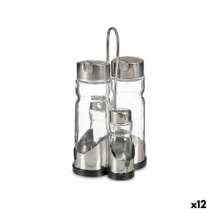 Gewürzset Anna Durchsichtig Silberfarben 10 x 10 x 21 cm (12 Stück)