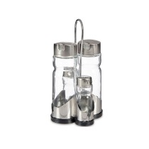 Condiment Set Anna Transparent Silver 10 x 10 x 21 cm (12 Units)