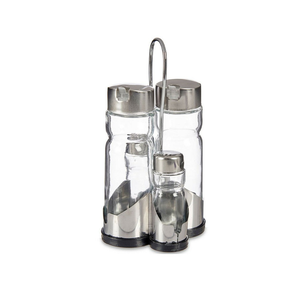 Condiment Set Anna Transparent Silver 10 x 10 x 21 cm (12 Units)