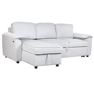 Schlafsofa Home ESPRIT Hellgrau Moderne 220 x 153 x 88 cm