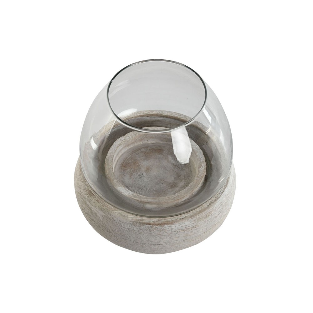 Candleholder Home ESPRIT White Natural Crystal Mango wood 30 x 30 x 40 cm (2 Units)