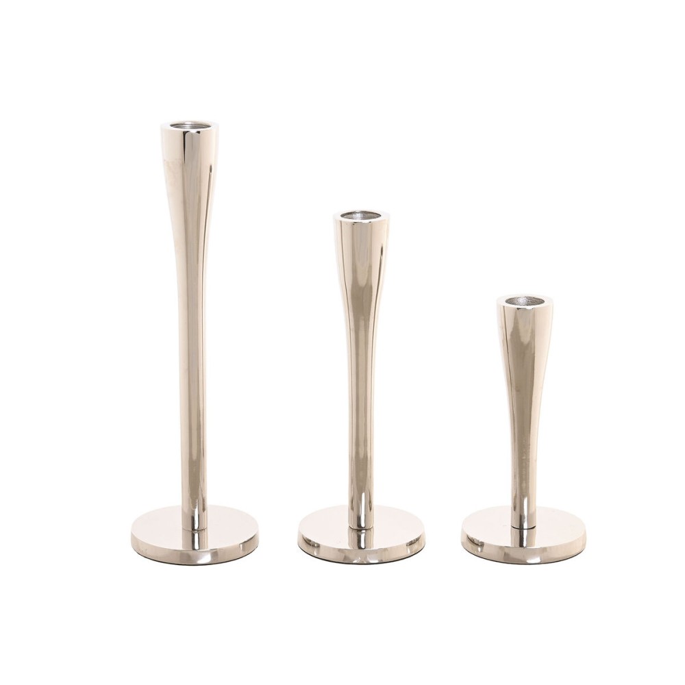 Kerzenleuchter Home ESPRIT Silberfarben Aluminium Moderne 7,5 x 7,5 x 25 cm