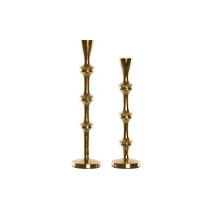 Kerzenleuchter Home ESPRIT Gold Aluminium Moderne 8 x 8 x 36 cm (2 Stück)