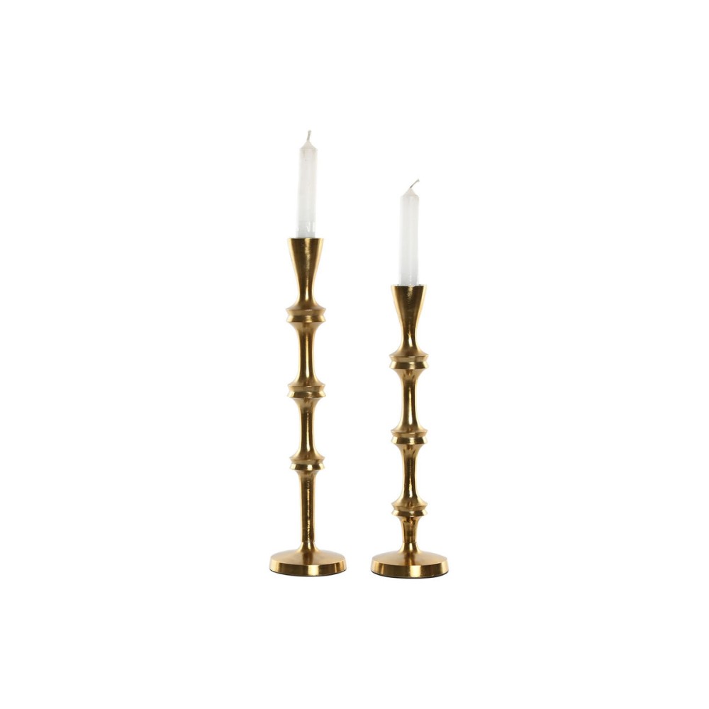 Kerzenleuchter Home ESPRIT Gold Aluminium Moderne 8 x 8 x 36 cm (2 Stück)