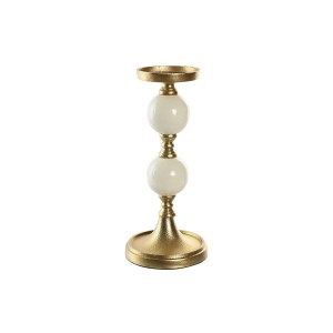 Kerzenleuchter Home ESPRIT Weiß Gold Aluminium Moderne 15 x 15 x 33 cm