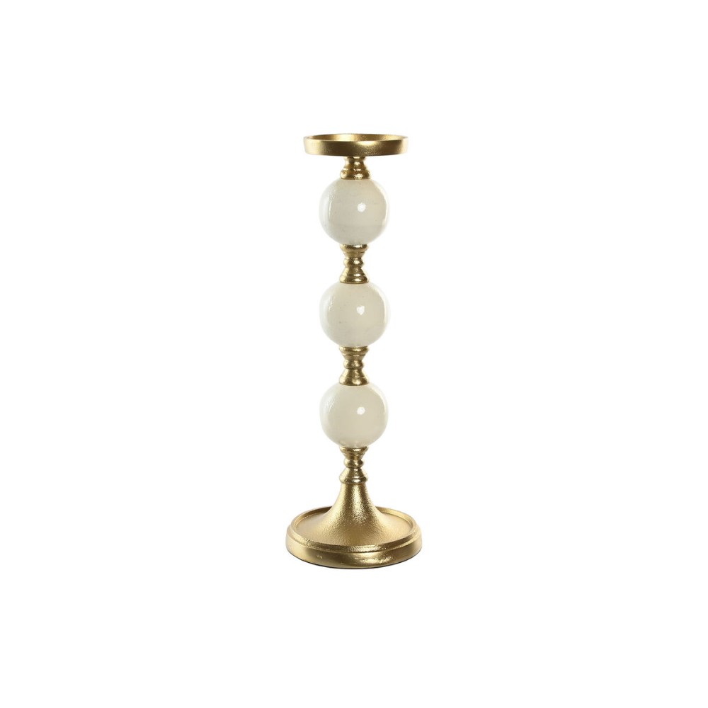 Kerzenleuchter Home ESPRIT Weiß Gold Aluminium Moderne 15 x 15 x 43.5 cm
